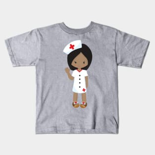 African American Girl, Cute Girl, Nurse, Doctor Kids T-Shirt